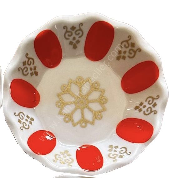 Melamin Çay Tabağı Gültaş Kırmızı Beyaz 50 Adet