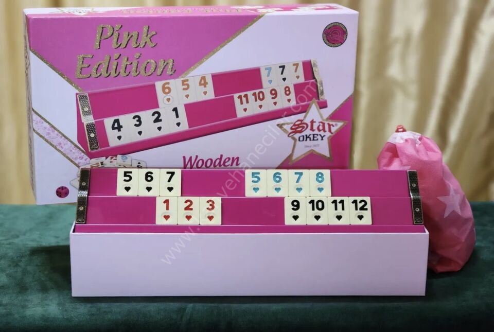 Star Pink Pembe Ahşap Okey Takımı