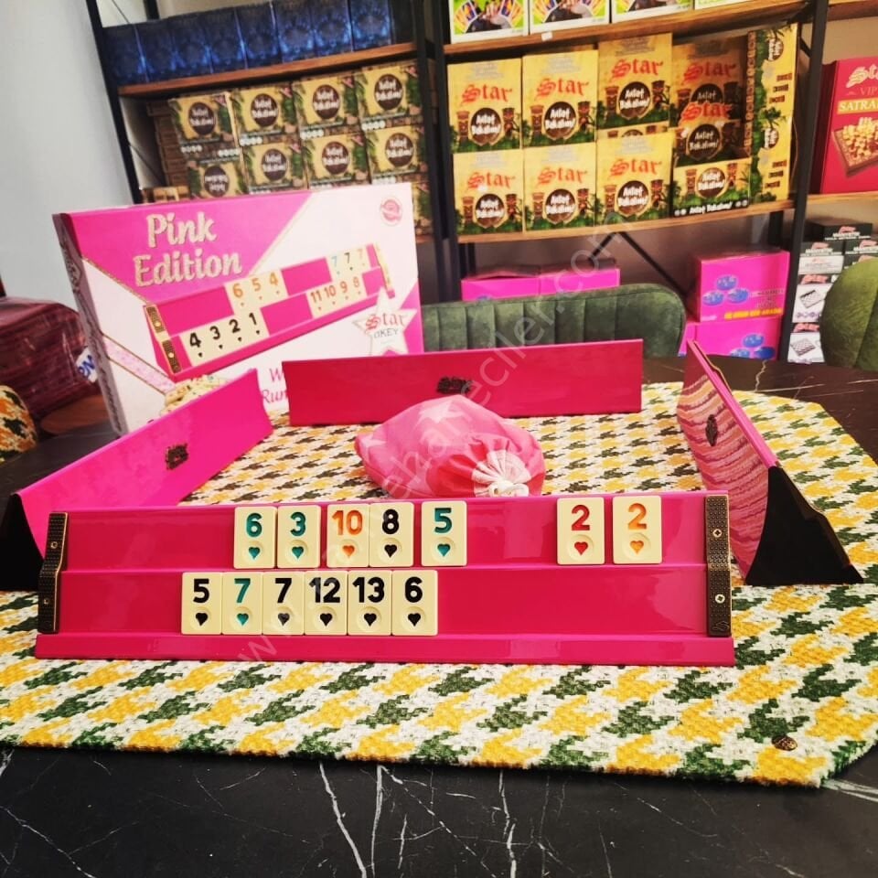 Star Pink Pembe Ahşap Okey Takımı