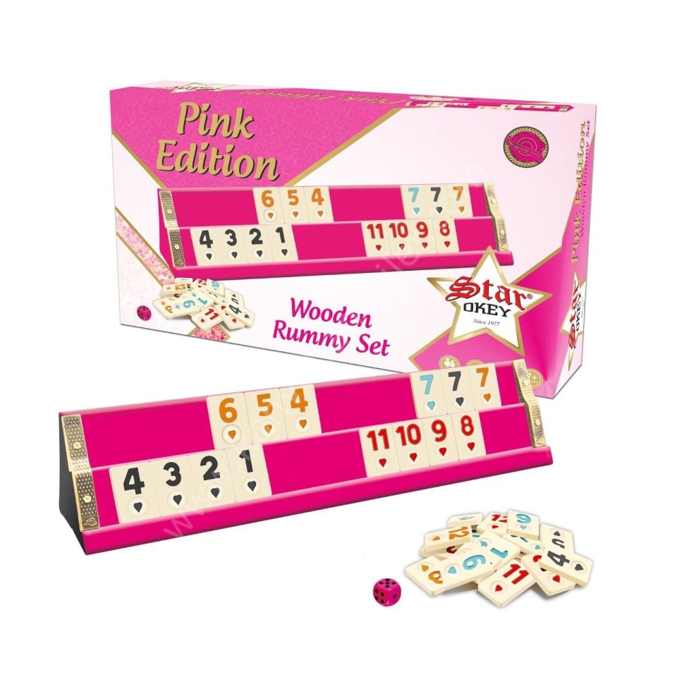 Star Pink Pembe Ahşap Okey Takımı