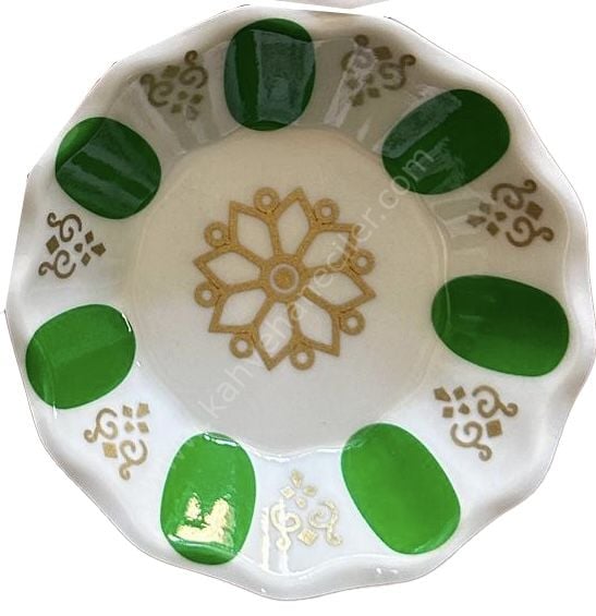 Melamin Çay Tabağı Gültaş Yeşil Beyaz 50 Adet