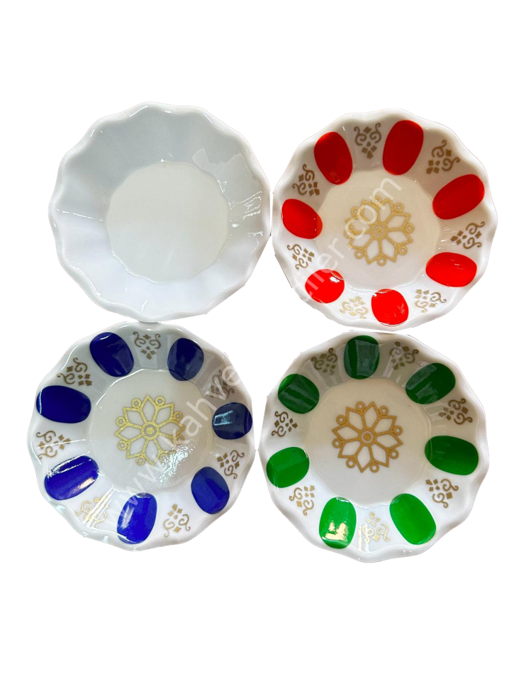 Melamin Çay Tabağı Gültaş Yeşil Beyaz 50 Adet