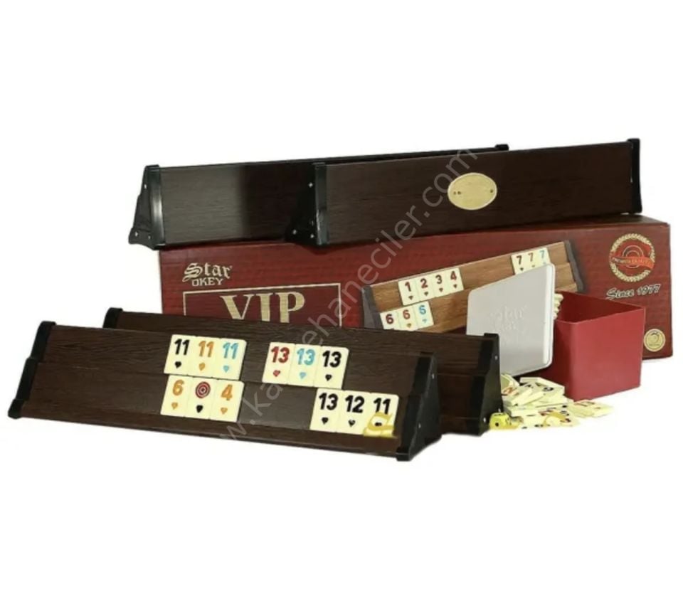 STAR VİP OKEY TAKIMI KOYU RENK AHŞAP