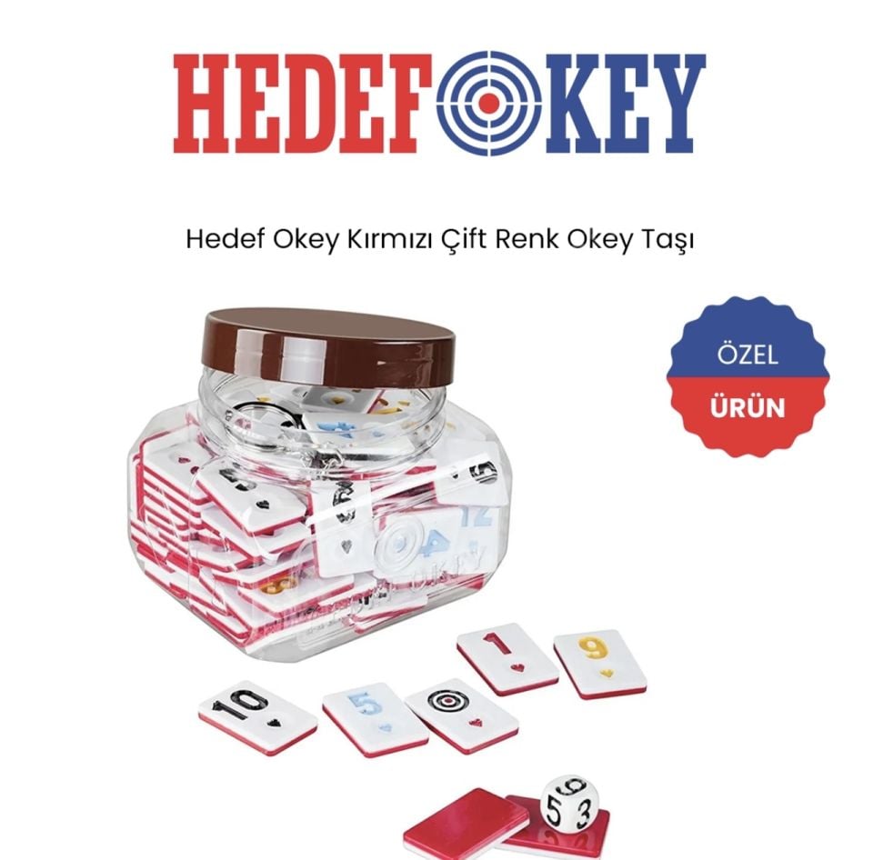 HEDEF OKEY TAŞI CİFT RENK KIRMIZI-BEYAZ