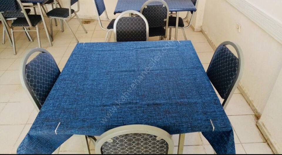 MAVİ KAHVECİ  MASA ÖRTÜSÜ 140x140CM