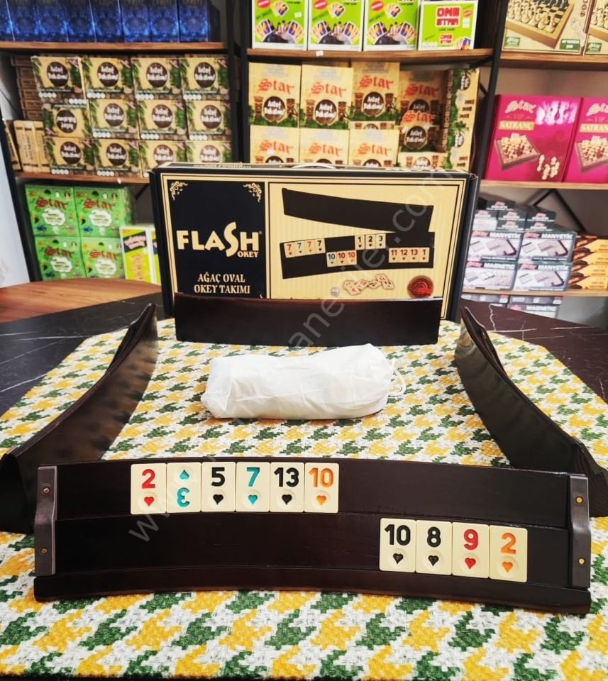 Flash Oval Ahşap Okey Takımı
