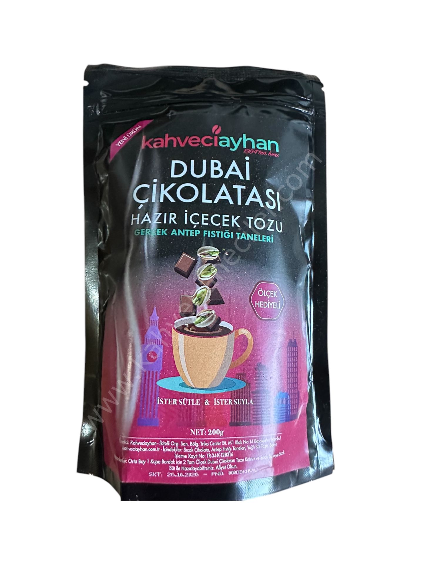 DUBAİ ÇİKOLATASI ANTEP FISTIK PARÇACIKLI İÇECEK TOZU