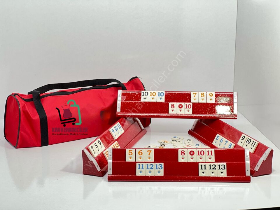 Kırmızı Ahşap Okey Takımı