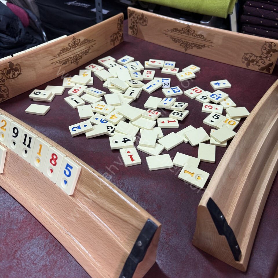 Oval Ahşap İşlemeli Okey Takımı