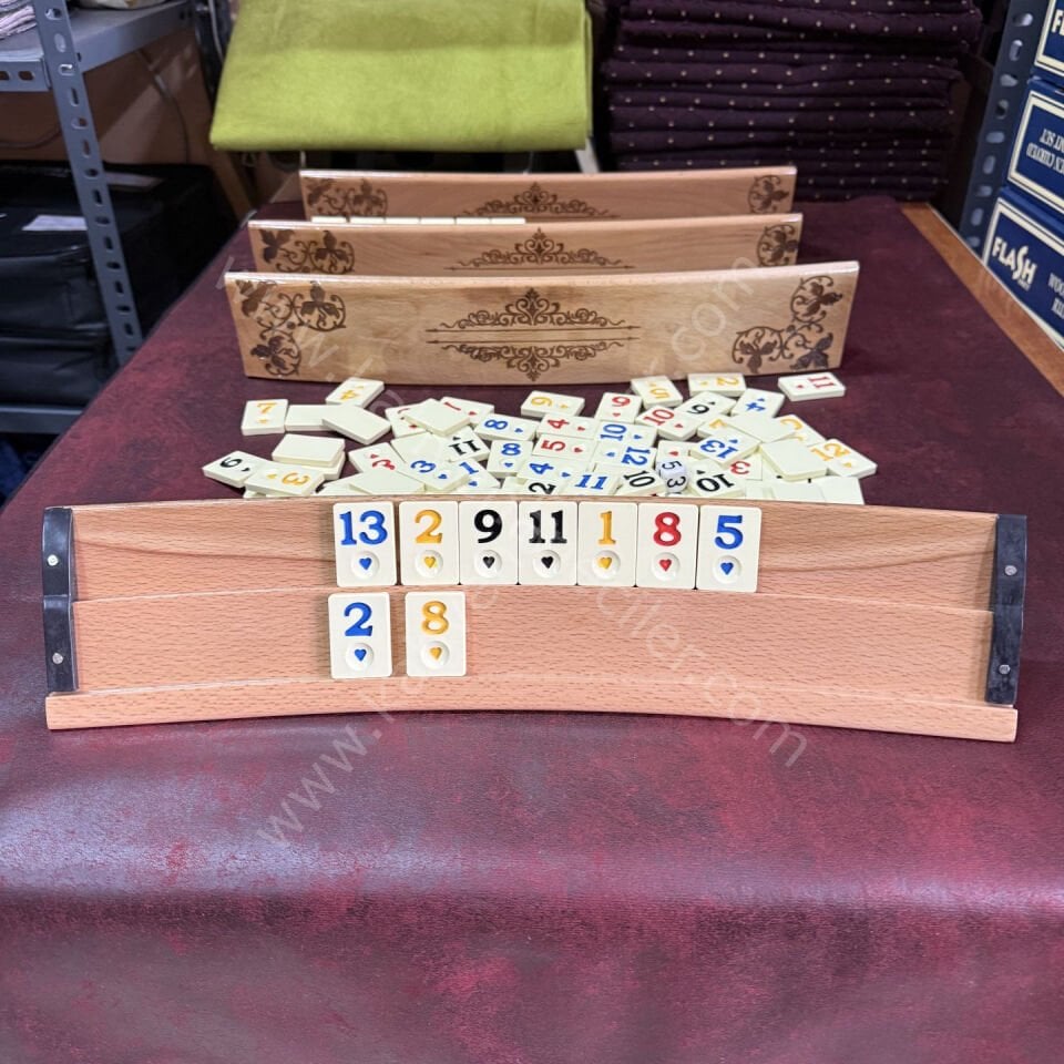 Oval Ahşap İşlemeli Okey Takımı