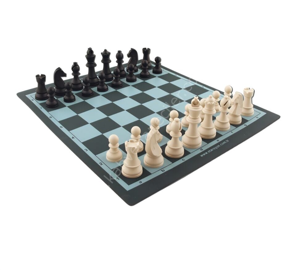Star Okul ve Turnuva Satranç Takımı – Büyük Boy Askılı Taşıma Çantalı & Rulo Matlı (Şah Boyu: 9,5 cm)