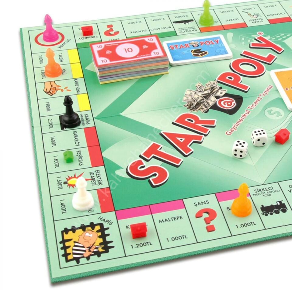 Star Poly Emlak ve Ticaret Kutu Oyunu – Eğlenceli Aile ve Strateji Oyunu (Monopoly Tarzı)