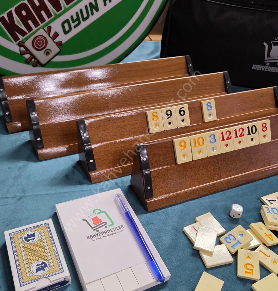 Kahvehaneciler Ceviz Ahşap Okey Takımı – Kalın Melamin Taşlı