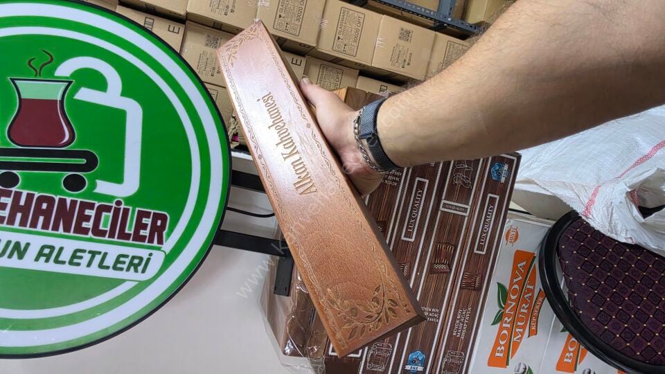 Kişiye Özel Ceviz Oval Ahşap Okey Takımı – Lazer İşlemeli