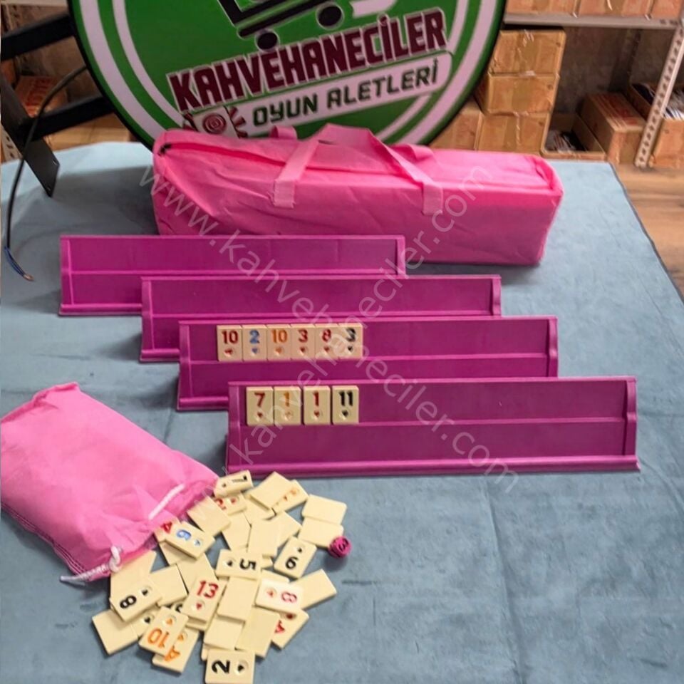 Pembe Plastik Okey Takımı Taşıma Çantalı